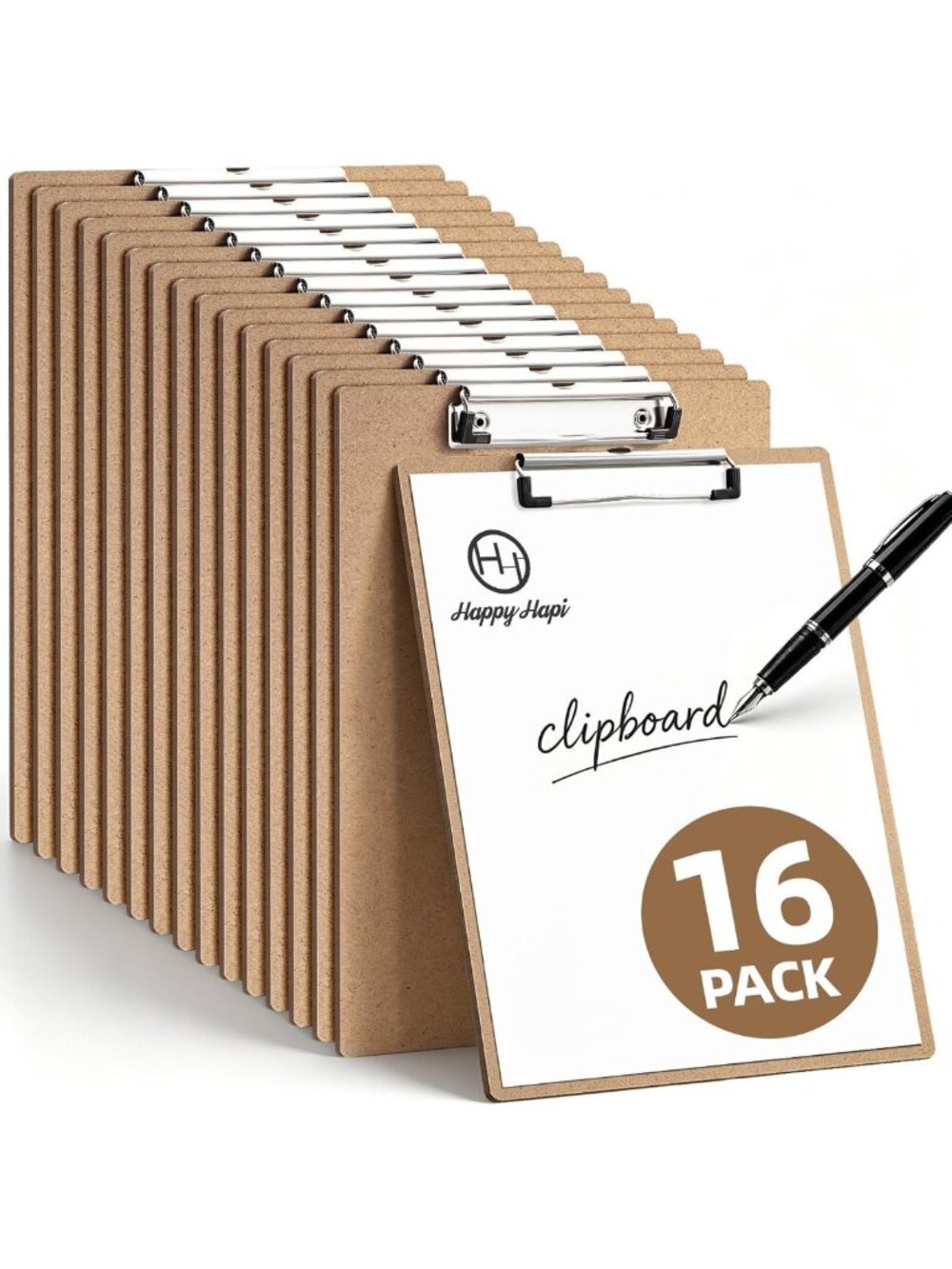 16 Pack Wooden Clipboards, 8.5x11 Bulk Clipboard Set for Office & School Use